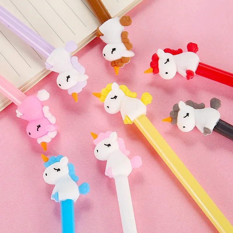 20Pcs cartoon creative unicorn shape gender-neutral pen, soft glue student stationery office supplies