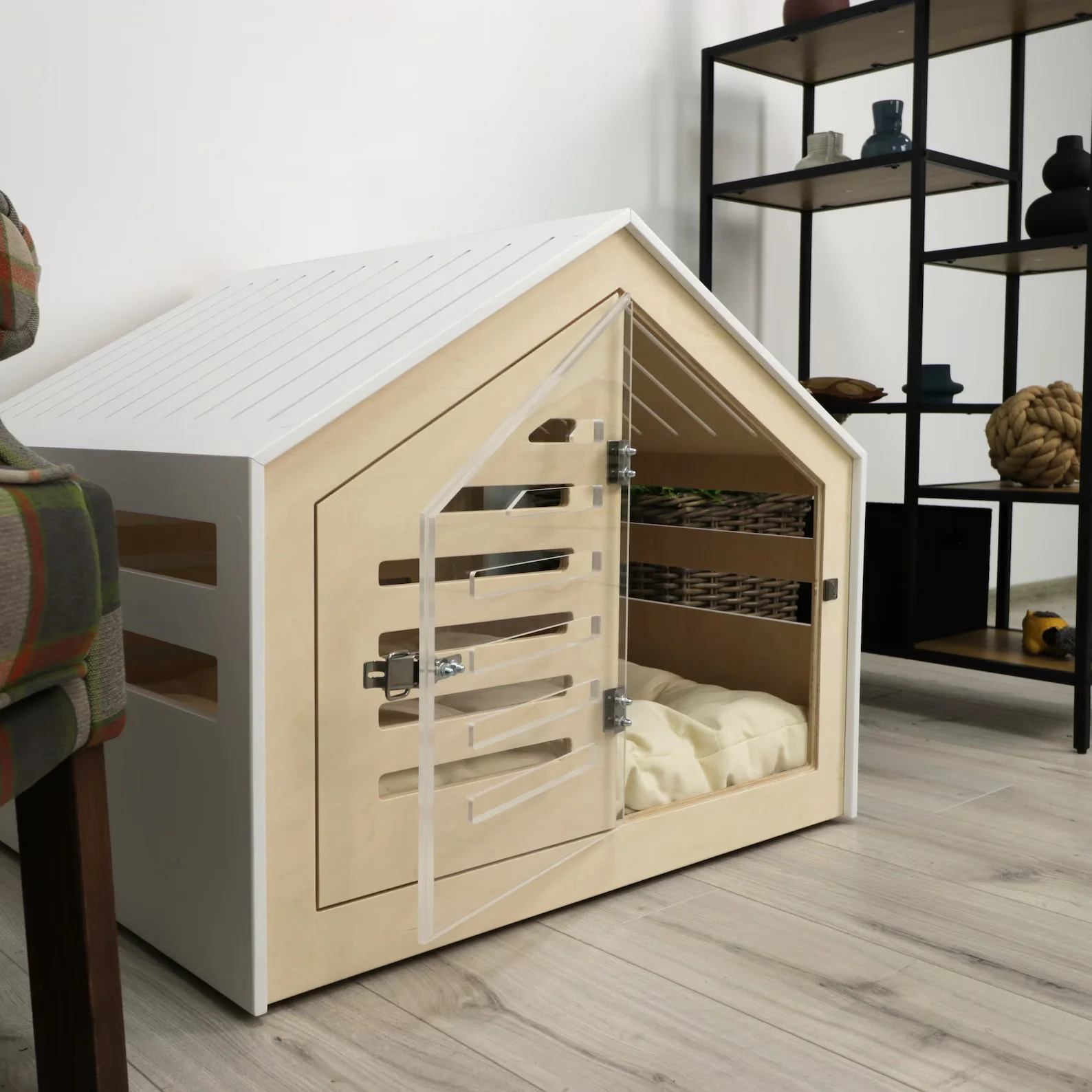 JUNJI Modern Design Dog Crate With Acrylic Door