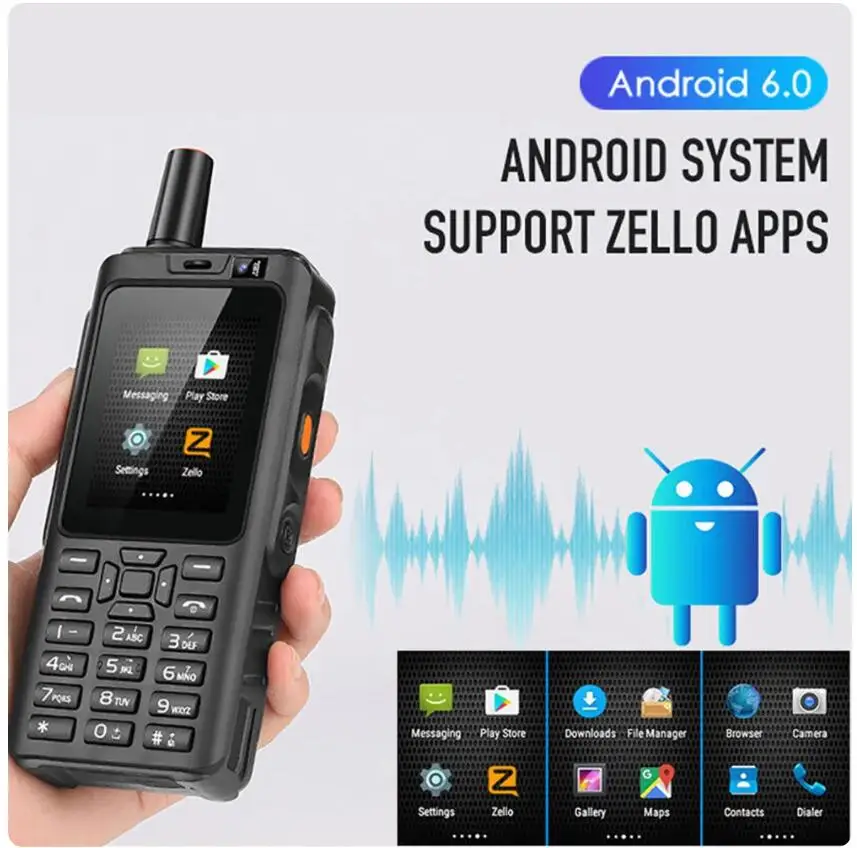 Rungee F40 Walkie Talkie 4G LTE POC 7S + Smart Phone Android 6.0 Zello GPS Radio bidirezionale supporto memoria SIM ricetrasmettitore FM