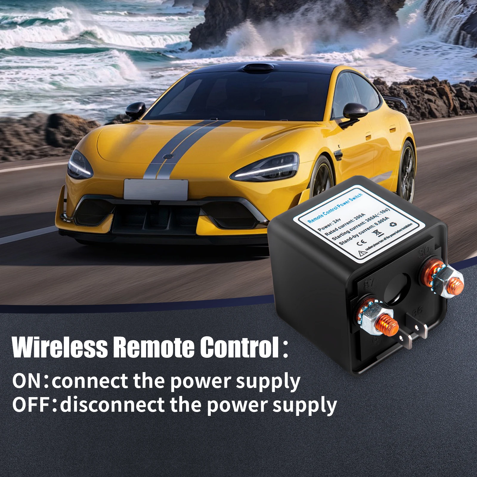 200A 12V Car Safety Battery Remote Relay power-off Switch to Prevent leakage&Power Running,equipped w/ 2PCS Remote Control