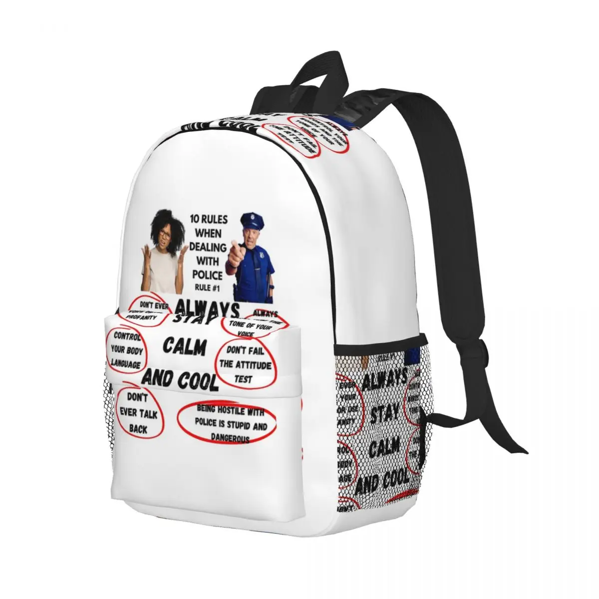 Rule #1 When Dealing With Police Backpack Student Boys Girls BookBag Men Women School Bag Laptop Shoulder Bags