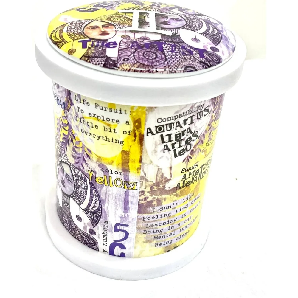 شمعة معطرة بالياسمين على شكل برج الدلو في وعاء سيراميك قابل لإعادة الاستخدام، 12.3 أونصة، رائحة تدوم طويلاً #2