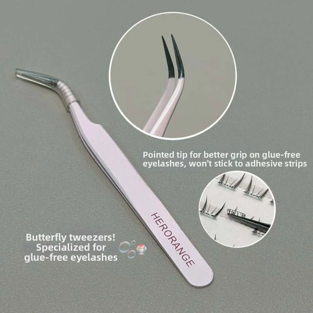Hot Straight Tweezers Curved Purple Lashes Applicator Stainless Steel Eye Makeup Tools Eyelash Extension