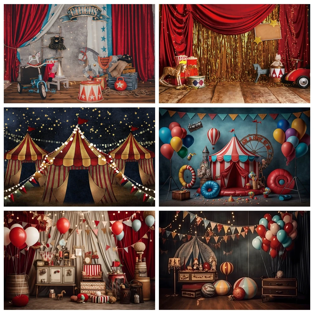 

AI Scene Circus Kids Portrait Background for Photography Carnival Party Decor Baby Shower Birthday Backdrop Photo Studio Props