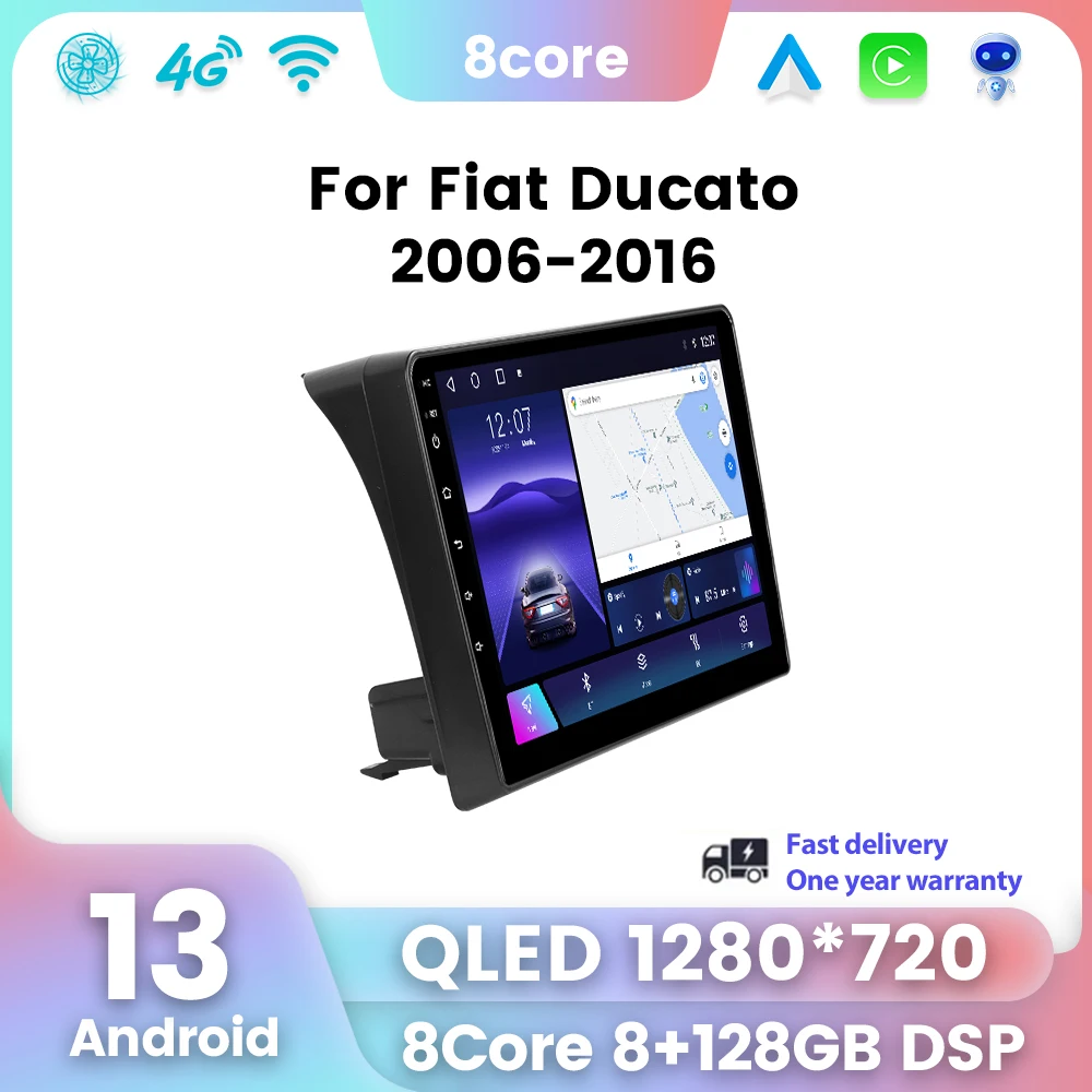 

Car Radio Carplay Auto GPS Navigation Multimedia Player For Fiat Ducato 2007 - 2015 Video Stereo DVD 2 DIN Wifi 4G plug and play