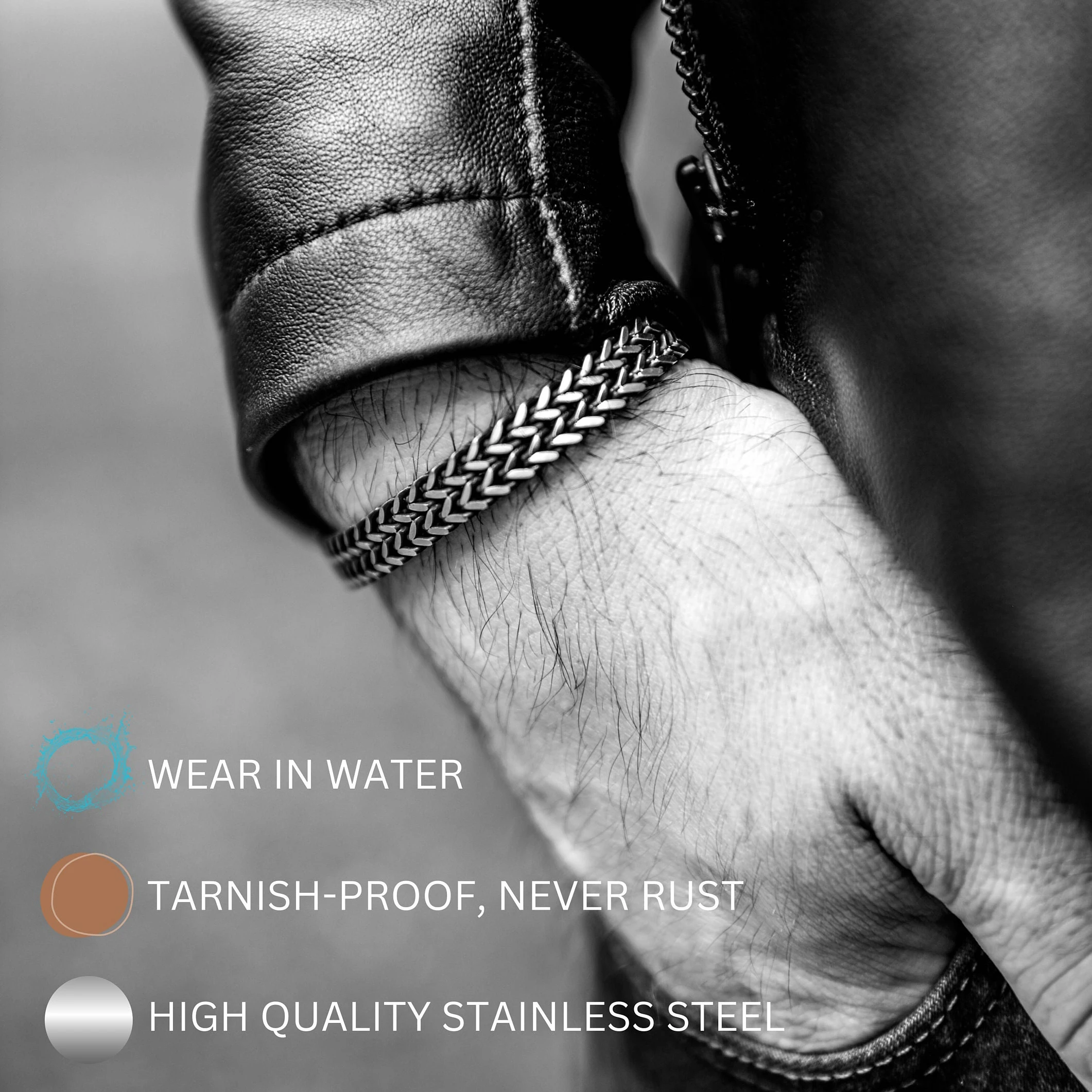 سوار شخصي من الفولاذ المقاوم للصدأ للرجال، سوار رسالة منقوش، 3 مناطق مخصصة، هدية له، الأب/الزوج/الصديق، قطعة واحدة