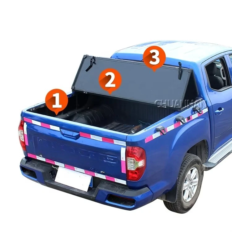 

2018 Hilux Tri-Fold Hard Tonneau Cover for Tundra Ranger Triton L200 Tacoma Pickup Accessories Silverado NP300
