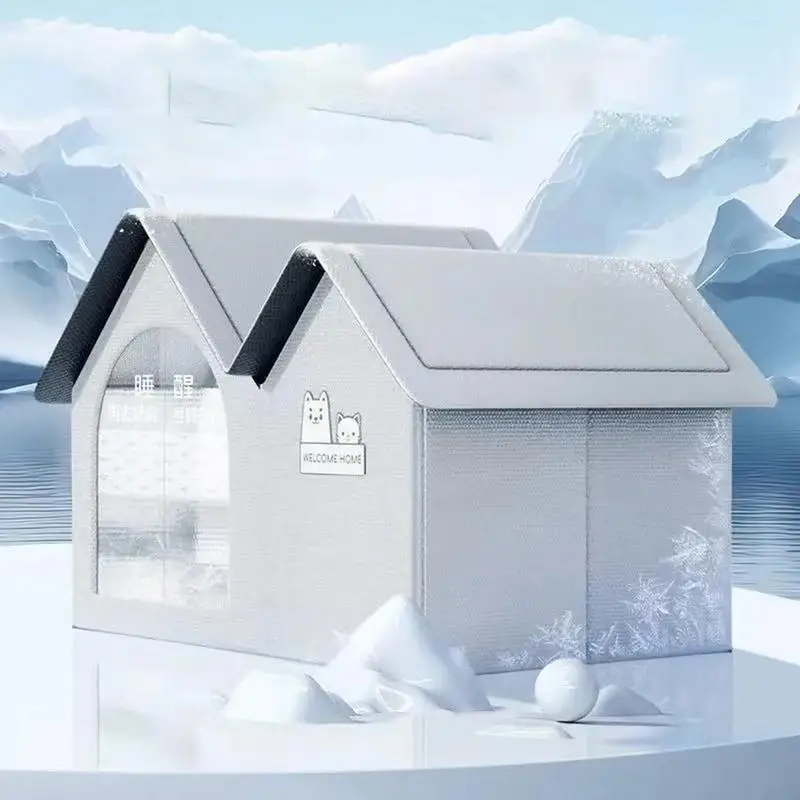 

Air Conditioner Cat House 10 Ice Pack Included Ventilate Cat Cooling House Waterproof Large Dog Shelter All Season Pet Ice House