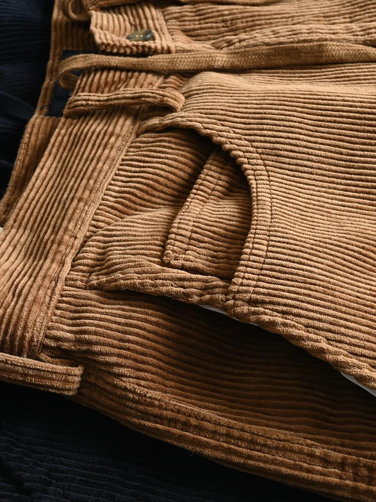 2025 outono novo americano retro pesado veludo calças casuais masculino simples 100% algodão lavado cordão calças retas