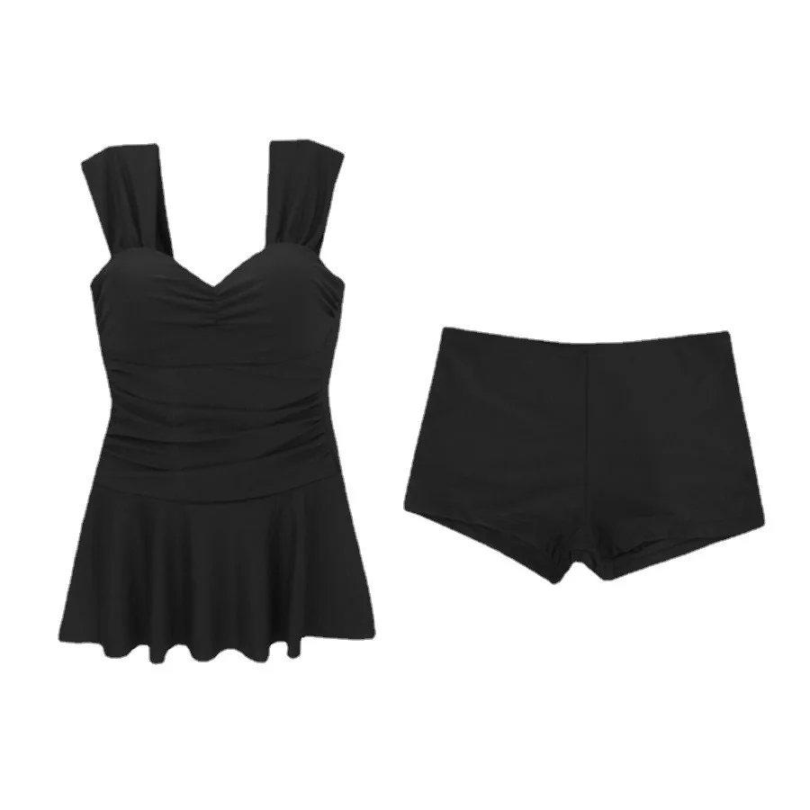2025 Pink One Piece Swimsuit Women Swimwear Sexy Black Dress with Shorts Swimming Suit Korean Monokini Beach Bathing Suit Wear