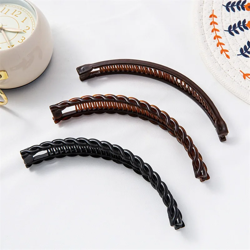 

Vintage Banana Hair Clips for Women Wave Combs Hairpin Braide Hair Style Tools Solid Color Fashion Practical Hair Accessories