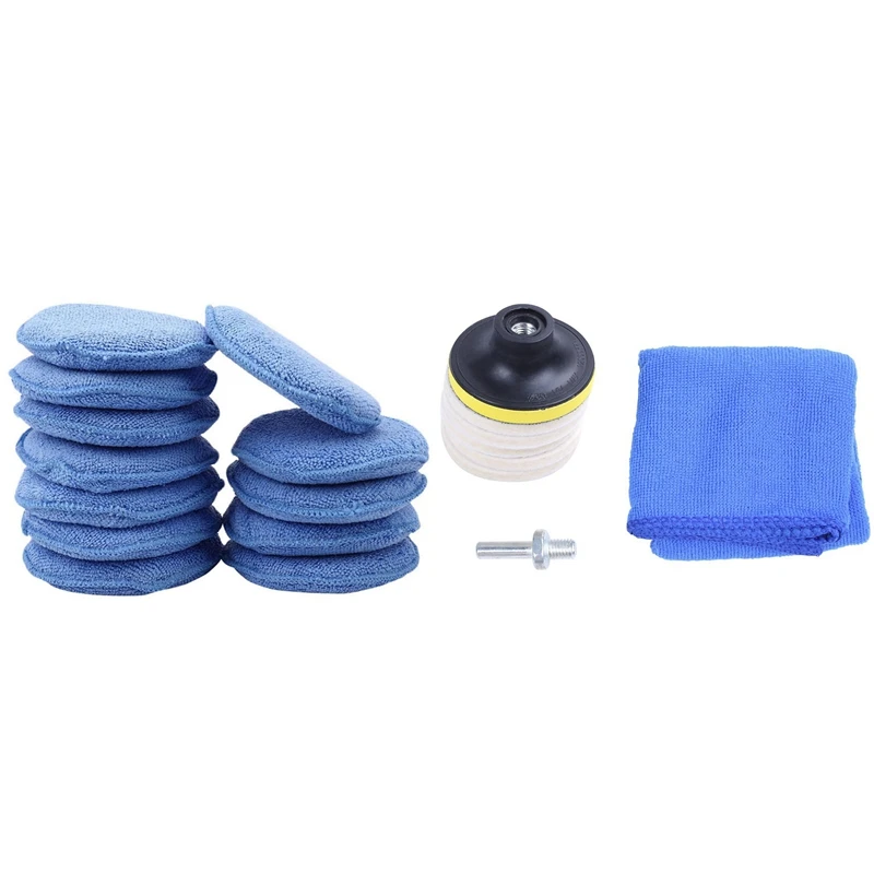 

1 Set 3Inch 75Mm Felt Polishing Pad Repair Glass Polishing Kit & 1 Set Car Cleaning Polish Wax Foam Sponge