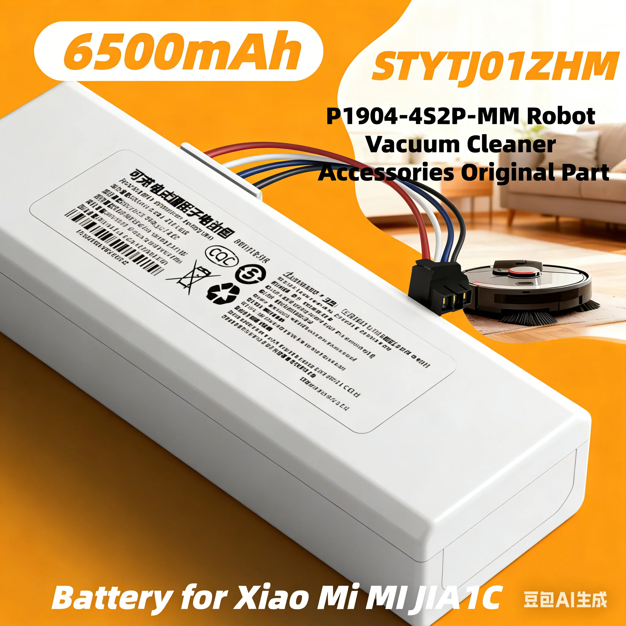 

14.4V 12800mAh P1904-4S2P-MM Replacement Battery For Xiaomi Mijia 1C STYTJ01ZHM Robot Vacuum Mop Cleaner Parts