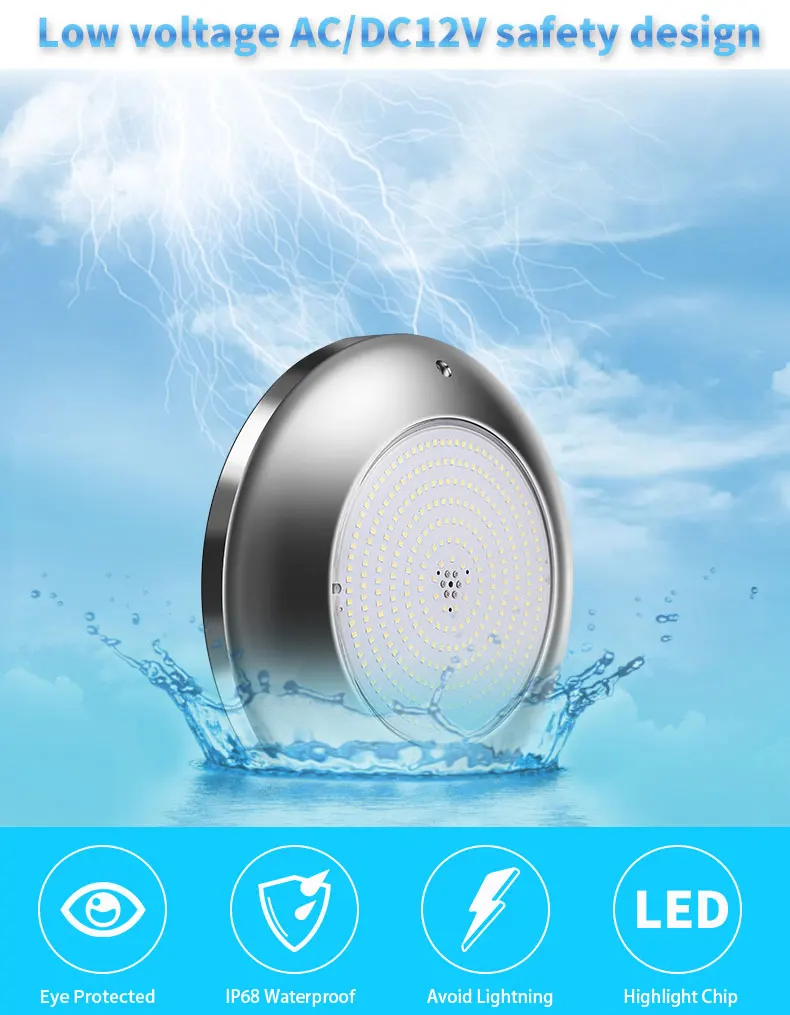 Refined Ip68 12v Wall Mounted RGBW 316L Stainless Steel Marine Light Led Swimming Pool Equipment Led Swimming Pool Light