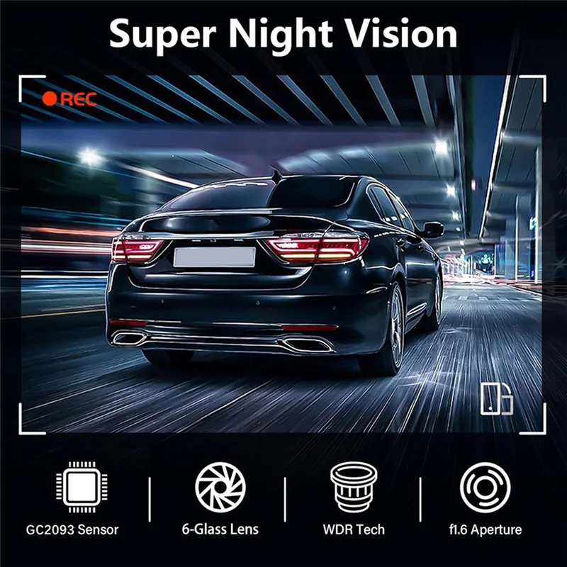 

A73E-Car DVR Front Rear Dash Camera For Cars,4K HD, Built In Wifi Camera, Night Vision 170°Wide Angle, WDR,24H Park