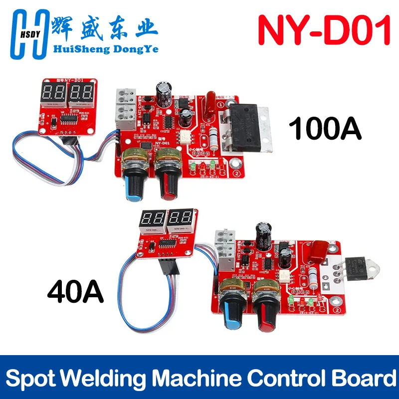 DIY NY-D01 Control Board 40A/100A Spot Welding Machine Control Board Welder Panel Adjust Time Current Digital Display