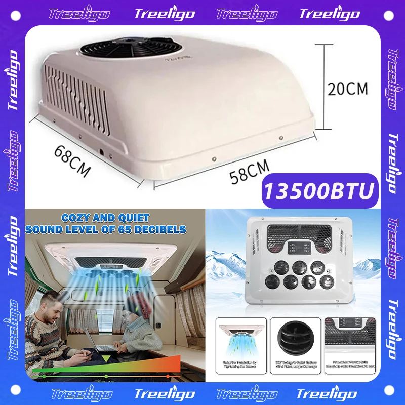 

Treeligo Electric Car RV Rooftop Parking Air Conditioner 12V Fast Heat and Cooling For Camper Truck Motorhome Caravan Tractor