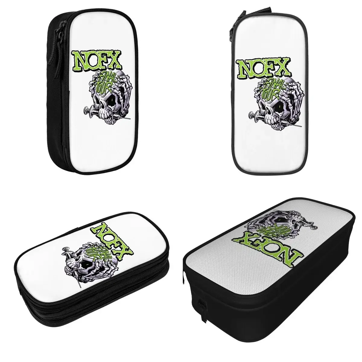 Fashion Nofx Band Final Tour Skull Pencil Case  Pouch Pen Box for Student Big Capacity Bag Students School Accessories