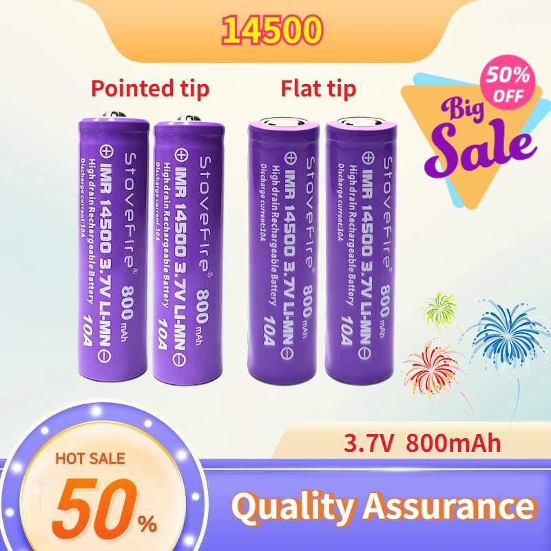 

14500 lithium battery with 800mAh, flat top or pointed top for smart locks, AA-sized rechargeable battery