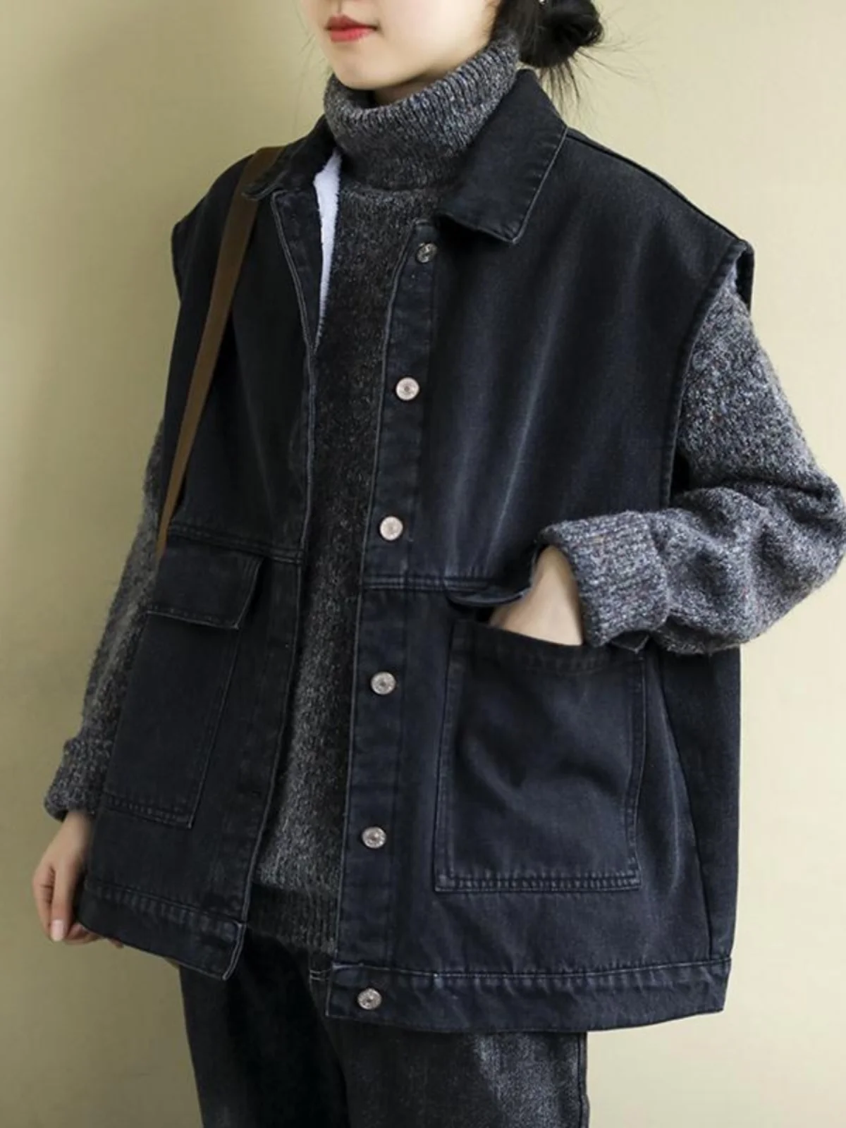 

New 2025 Women's Denim Vest Loose Fit Svel Outerwear Coat for plus Size Pear ape ape Rectangular ape