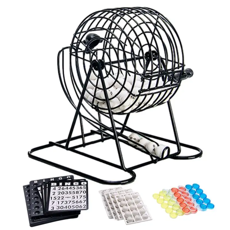 1 Set Bingo Lottery Machine Deluxe Lottery Ball Machine Game With Number Cards 75 Pieces Balls For Party Home Pub Entertainment