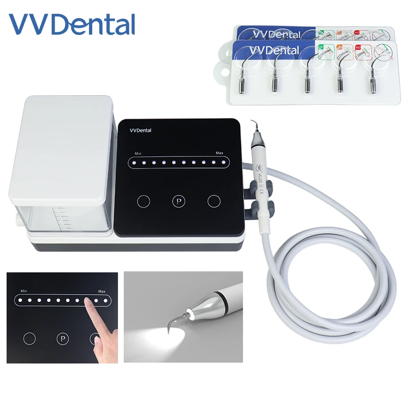 VVDental Dental Ultrasound Scaler With 10Pcs Work Tips And LED Light Dental Ultrasonic Scaler Dentistry Equipment