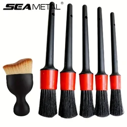 SEAMETAL 6Pcs Car Wash Care Detailing Brush Set Auto Dashboards Vents Cleaner Car Cleaning Brushes Tool Kits for Car Accessories