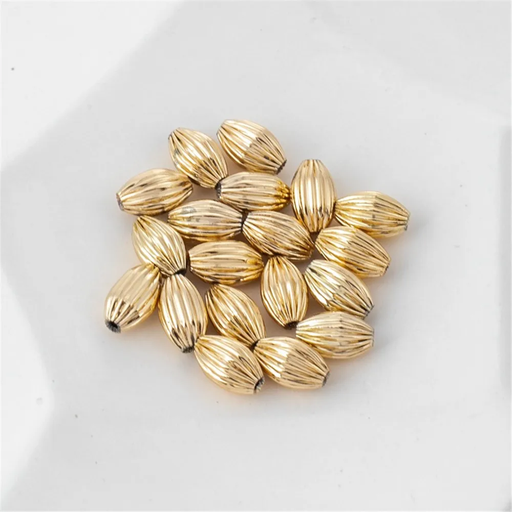 50pcs 14K Gold-coated Millet Melon Beads, Meter-shaped Pumpkin Beads, DIY Handmade Jewelry, Loose Accessories, 5*8mm