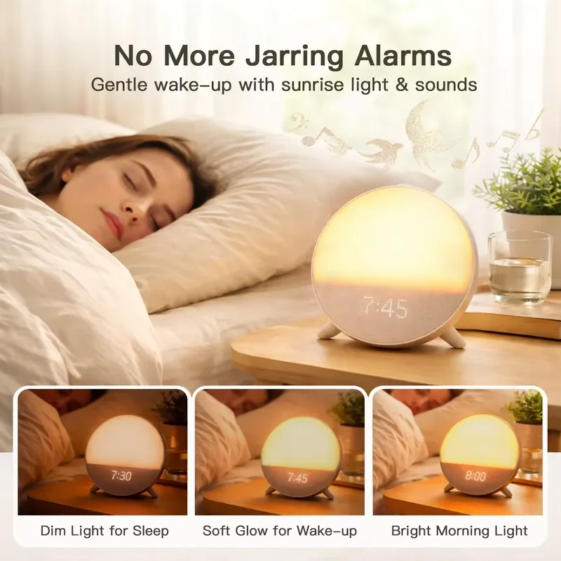 【CHIMU HOME】HiFiD W33APP Smart Sunrise Alarm Clock, APP Control White Noise Wake Up Light view 5