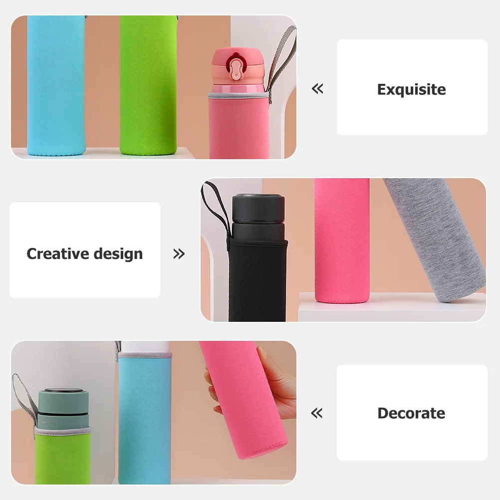 

7pcs Vacuum Cup Sleeves 7 Colors Portable Thermal Cup Cover For 550Ml Glass Bottle Insulated Bottle Carrier Travel Mug Pouch