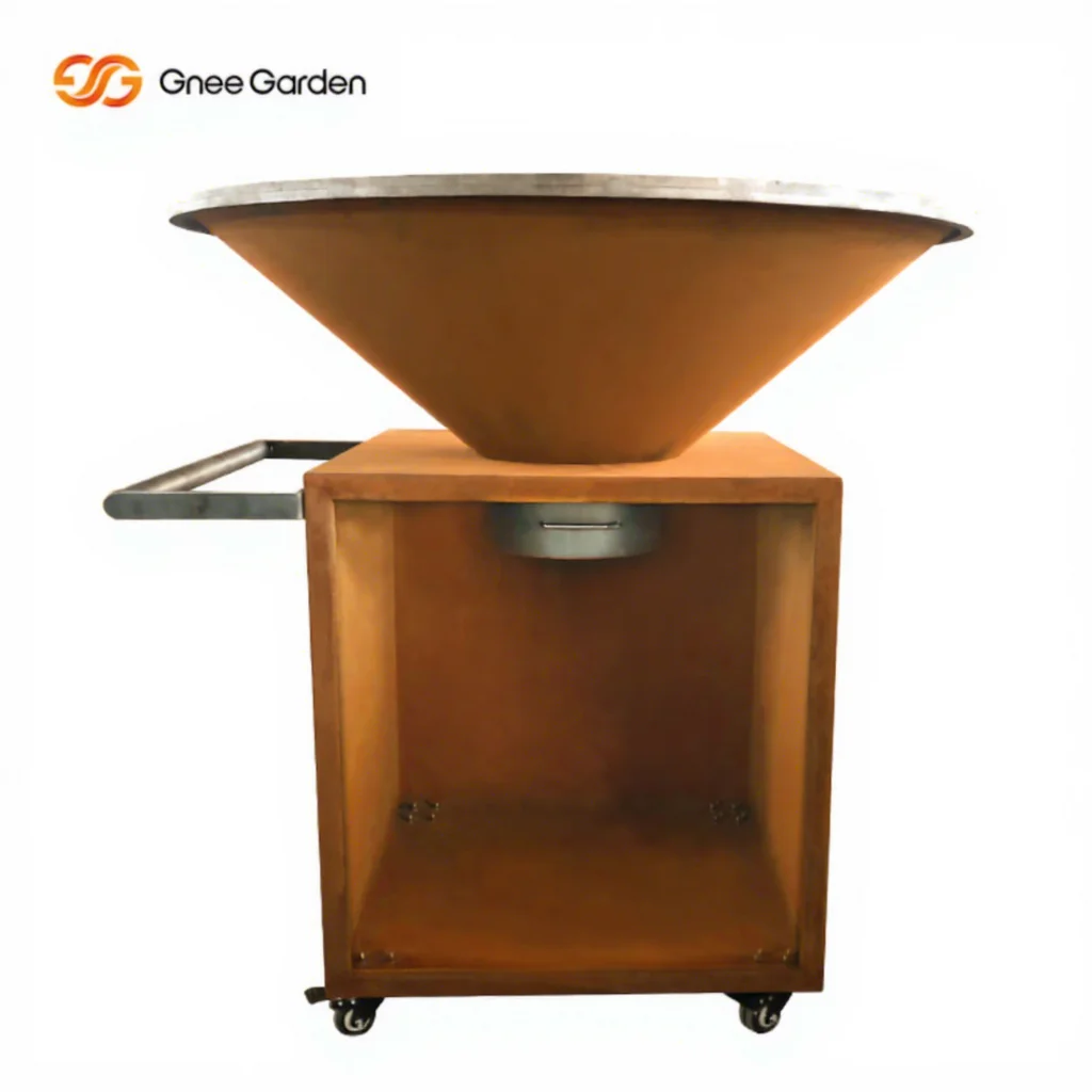 Round Corten Steel Bbq Grill Barbecue Charcoal Grill Outdoor Grill Corten