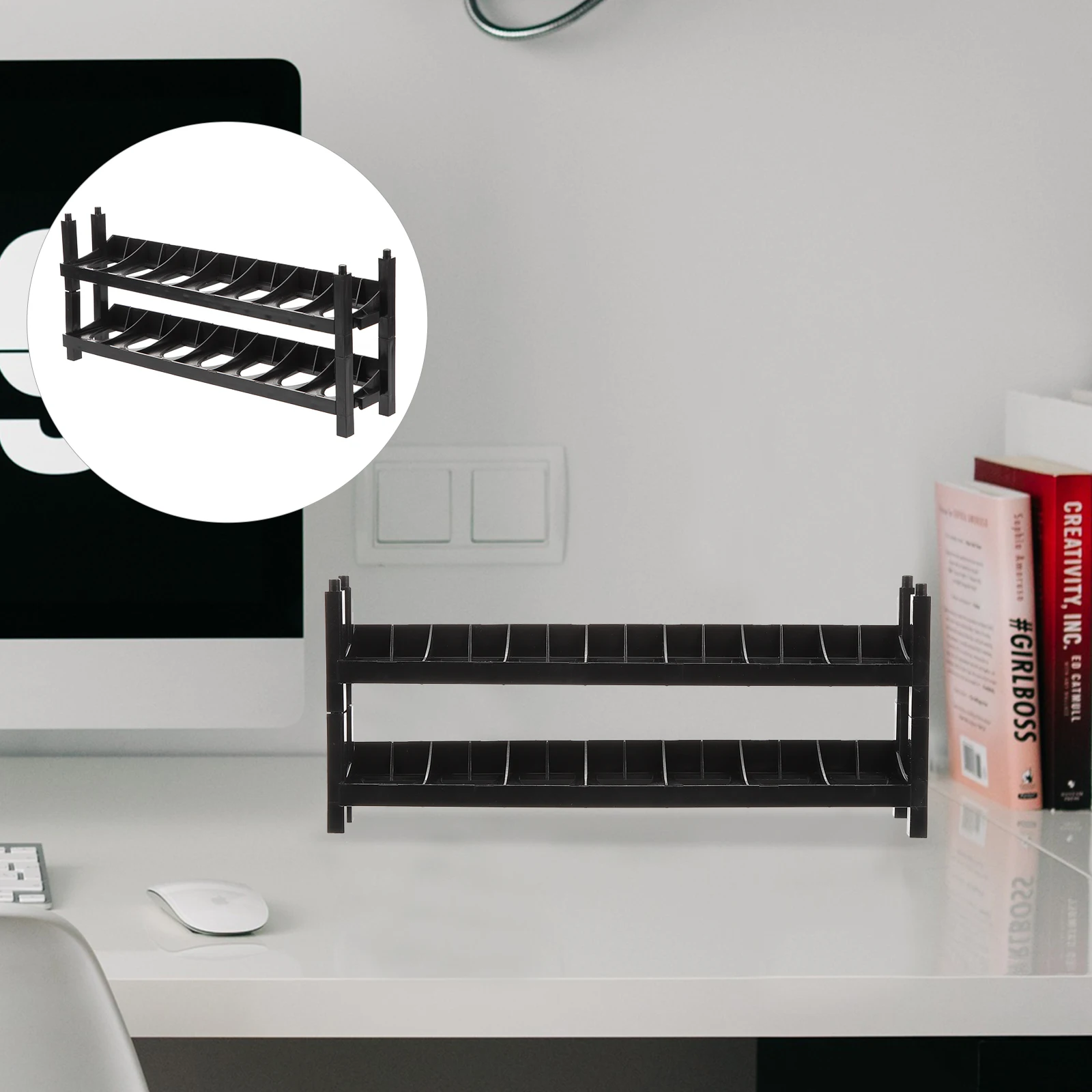

2pcs Paint Rack Acrylic Paint Holder Multi Grids Storage Organizer Craft Tool Display Stand Pigment Stand Home Office School