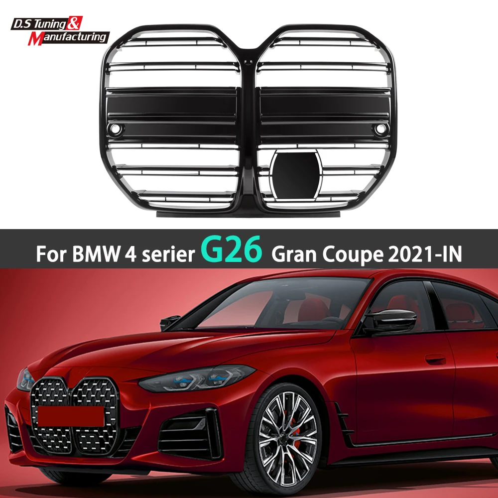 

Glossy Piano Black Kidney Bumper Grills For BMW 4 Series Gran Coupe G26 2021-IN Car Accessories Replacement ABS Front Grille