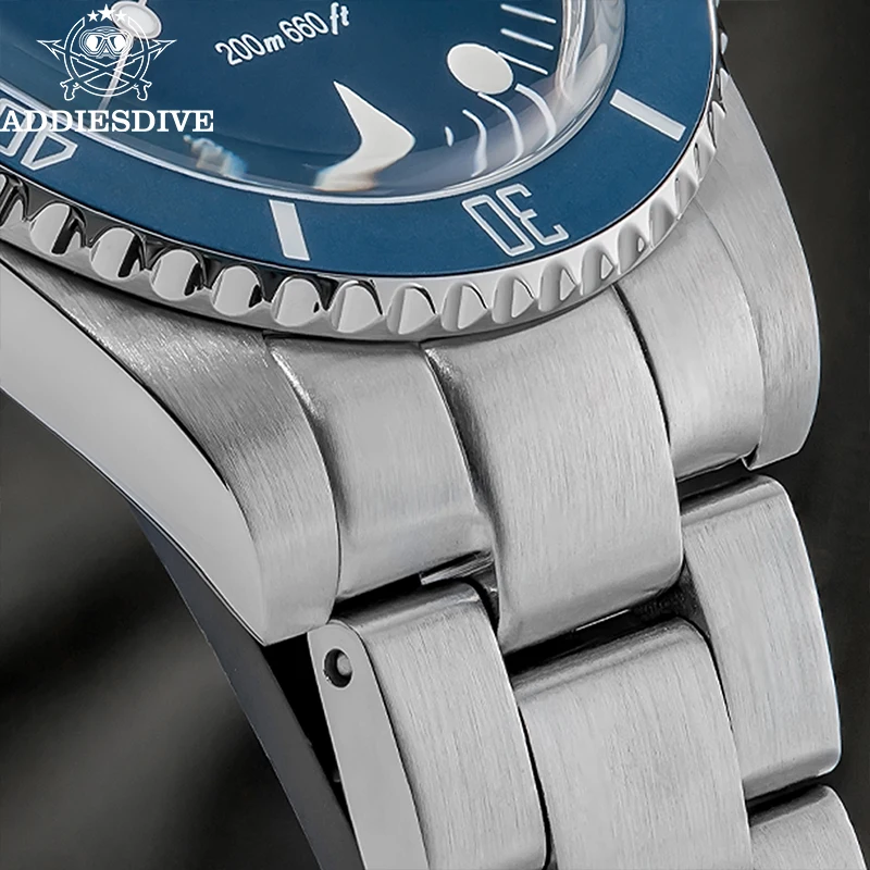 ADDIESDIVE Luxury NEW Watch K1 Mineral Glass Bubble Mirror Pot Cover Quartz Watches For Men 200M Diver BGW9 Luminous Wristwatch