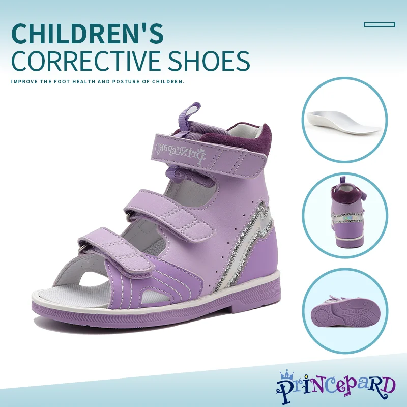 Princepard Orthopedic Shoes for Boys and Girls, High Top Toddlers and Kids Corrective Sandals for Flat feet and Tiptoe Walking