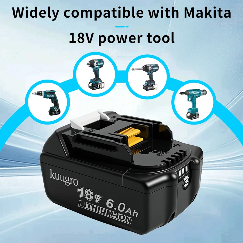 쿠그로 18V 6Ah 5Ah 4Ah 마키타 18V 배터리 전동공구 리튬이온 교체 배터리 LXT BL1850 BL1840 18V 스크류드라이버용 BMS 포함
