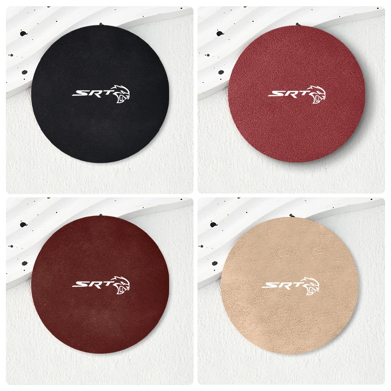 2Pcs Car Interior Water Cup Mat Leather Coasters Pad For Dodge SRT Journey Charger Challenger Caliber Nitro Durango Avenger Dart