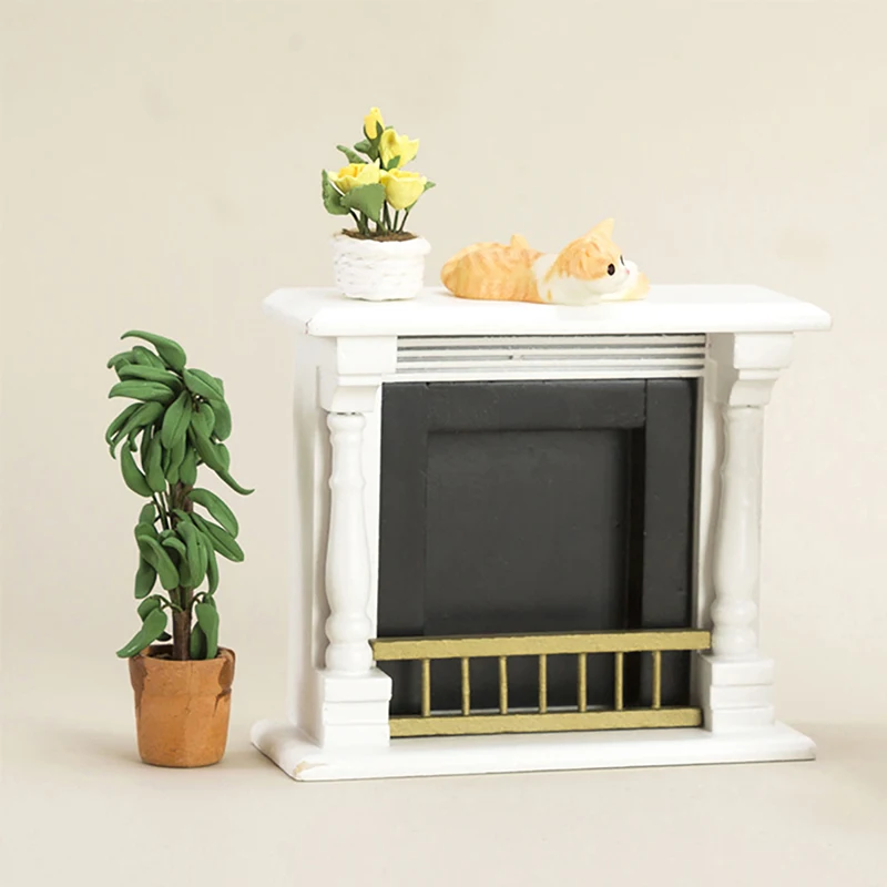 1/12 Dollhouse Miniature Fireplace Model Dollhouse Living Room Furniture Decoration Dolls House Accessories 10.7 x 4 x 9cm