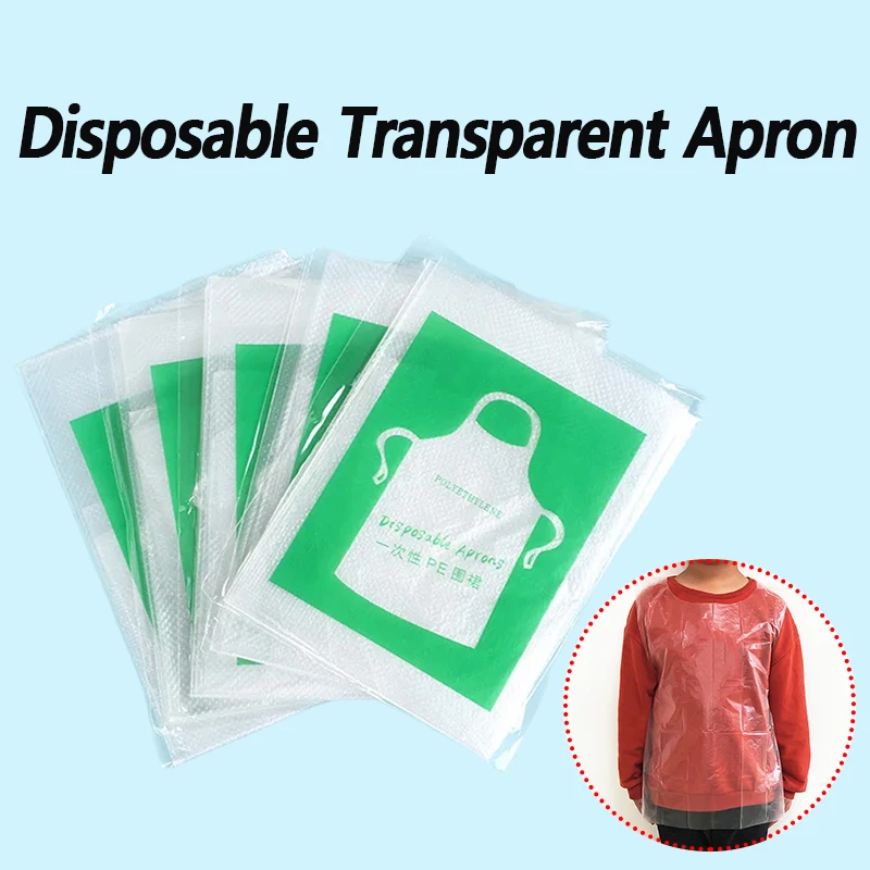 

Disposable Transparent Apron Waterproof Anti Fouling Disposable Apron for Haircuts Painting Cooking Hot Pot Restaurants BBQ