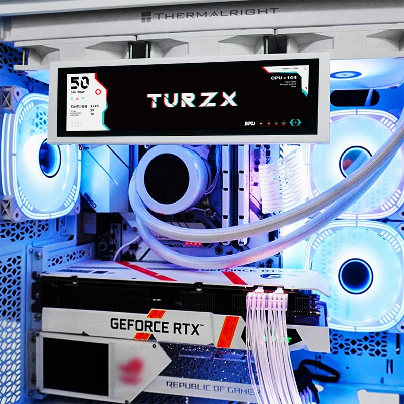 

11,3-дюймовый длинный корпус CPU GPU RAM Компьютерный монитор IPS 1920x480 Белый USB HDMI-совместимый мини-полосатый ЖК-дисплей AIDA64