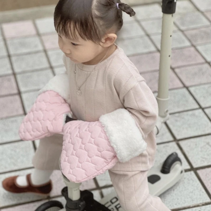 1 par de manoplas cálidas a prueba de viento para patinetes, bicicletas, guantes de algodón para niños, conducción al aire libre, clima frío, edades de 3 a 12 años