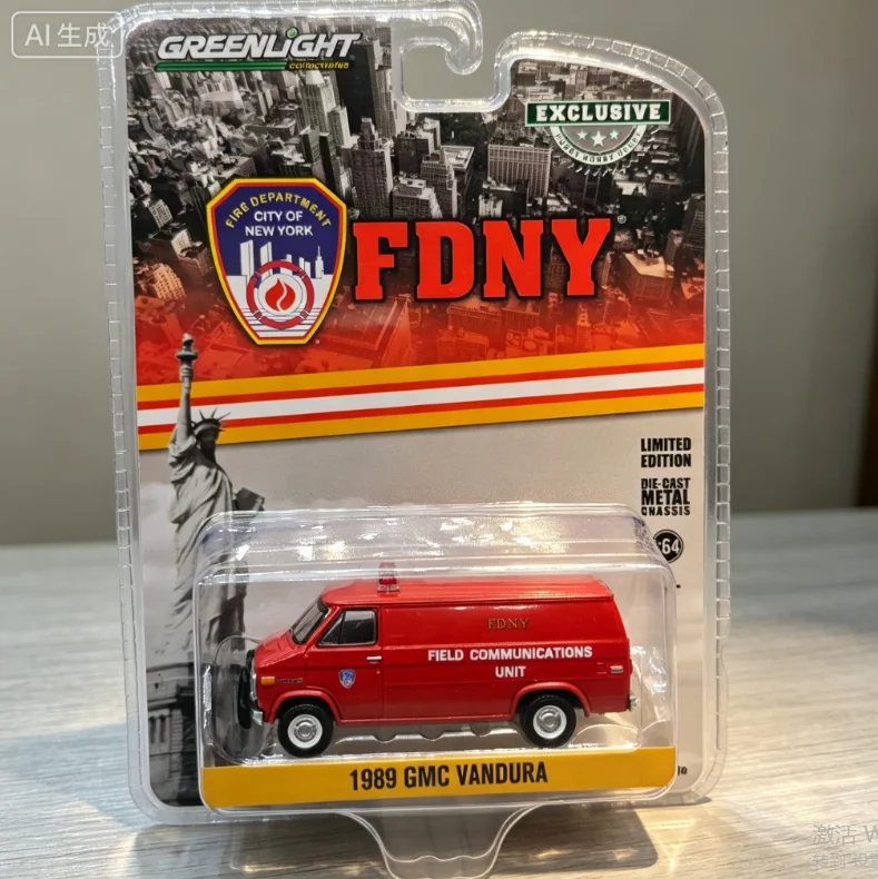 GreenLight 1989 GMC Vandura - FDNY New York City Fire Department Field Communications Diecast Alloy Car Model Collectible Gift