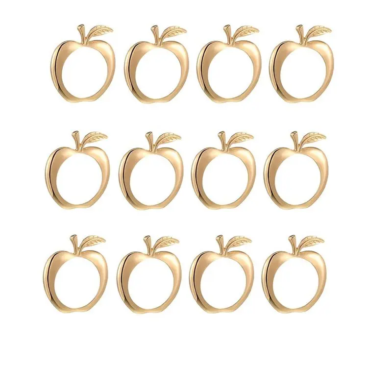 AB42-12 Pcs Rosh Hashanah Decoration, Napkin Rings, Jewish New Year Napkin Holder,Kitchen Ring Holder