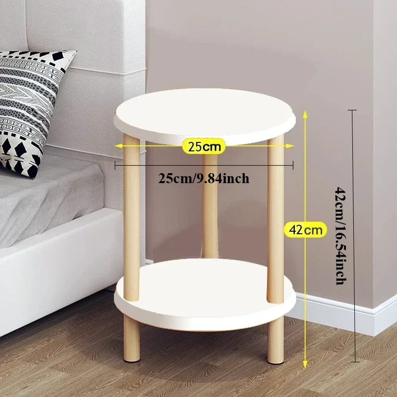 Table de chevet moderne en bois, ronde ou carrée, double niveau, pour la maison, le bureau, la chamb