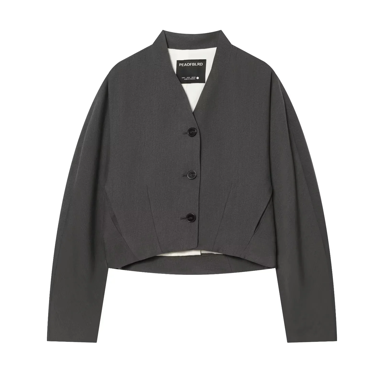 Spring Summer New Casual Women's Long Sleeve V-neck Single Button Short Coat Irregular Hem Loose Fit Polyester Fiber (Women's Clothing)