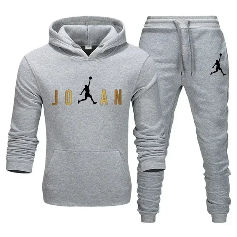 

Men's printed casual and fashionable sportswear for autumn and winter 2025, running and outdoor fitness set, hooded sweatshirt