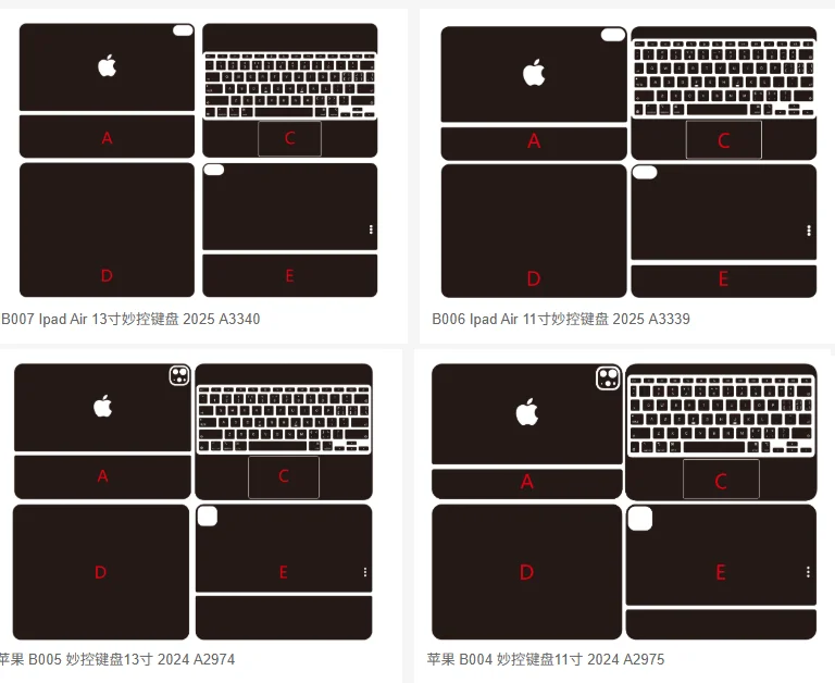 For Magic Keyboard Stickers for iPad Air 13 inch A3340 A2974 / iPad 11 inch A2975 A3339 Pre Cut Vinyl Decal Cover Sticker Skin