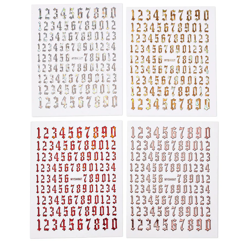 1 pz numeri arabi retrò adesivi per nail art numero da 0 a 9 dimensioni miste decalcomanie per manicure decorazioni per unghie autoadesive fai da te forniture