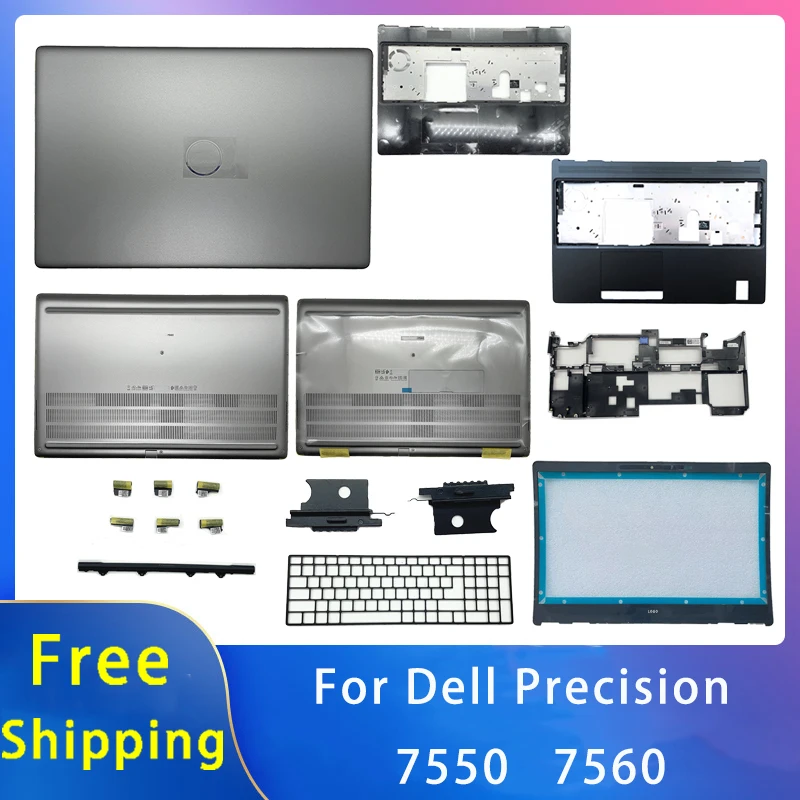 

New For Dell Precision 7550 7560 M7560 Replacemen Laptop Accessories Lcd Back Cover With LOGO/Palmrest/Bottom Silvery Grey