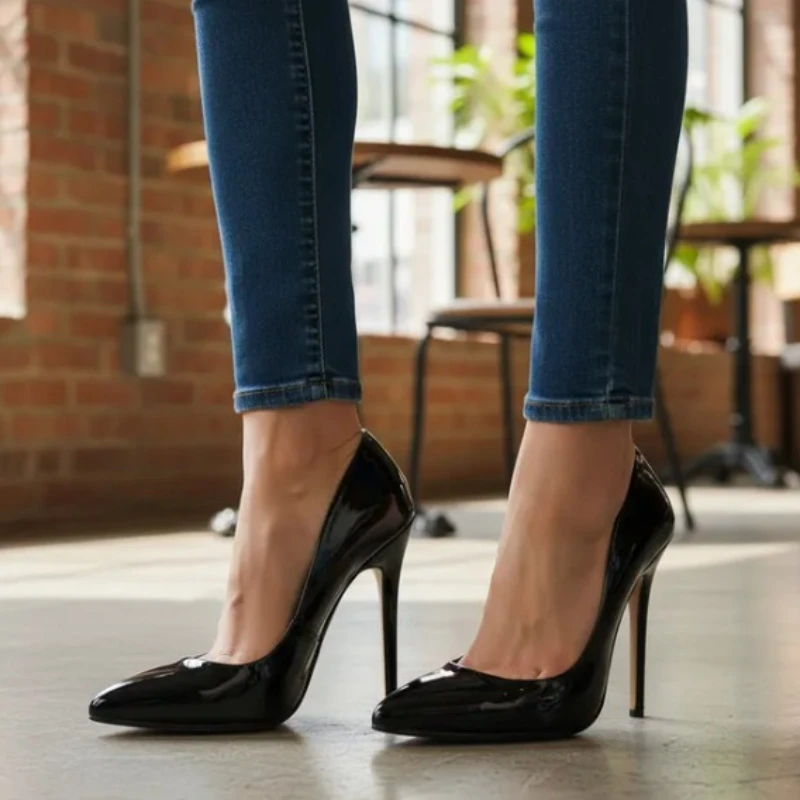 

Crossdresser Wedding Pumps Spring Autumn Office Lady 15cm Thin Heels Pointed Toe Shoes Woman Zapatos Mujer Plus Size 46 47 48